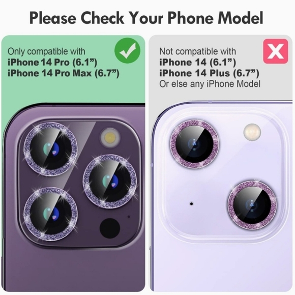 Camera lens tempered glass protector for iPhone 14 Pro iPhone 14 Pro Max Purple - Picture 9 of 9